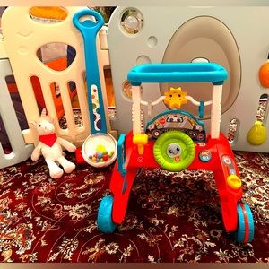 Lot Of 3 Items Corn Popper Baby to Toddler Push Toy with Ball, Musical Walker
